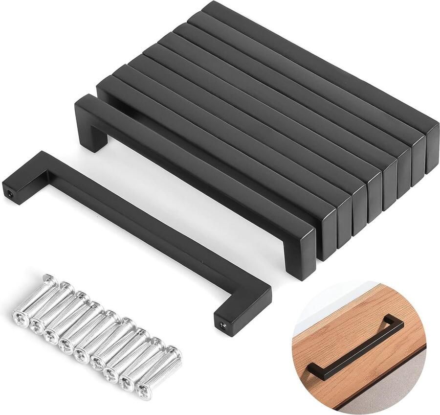 Meubelgrepen voor Keukenkasten 10 Stuks Zwart RVS met Gatafstand 128 mm