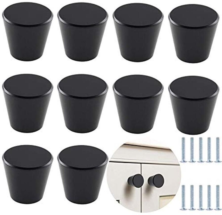 Meubelgrepen Zwart 10 Stuks Kegel Ronde Massief