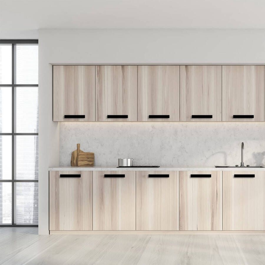 Meubelgrepen zwart 96 mm gatafstand keukengrepen roestvrij staal ladegrepen met veertig schroeven kastgrepen deurgrepen keuken vierkante handgrepen (zwart 96 mm)