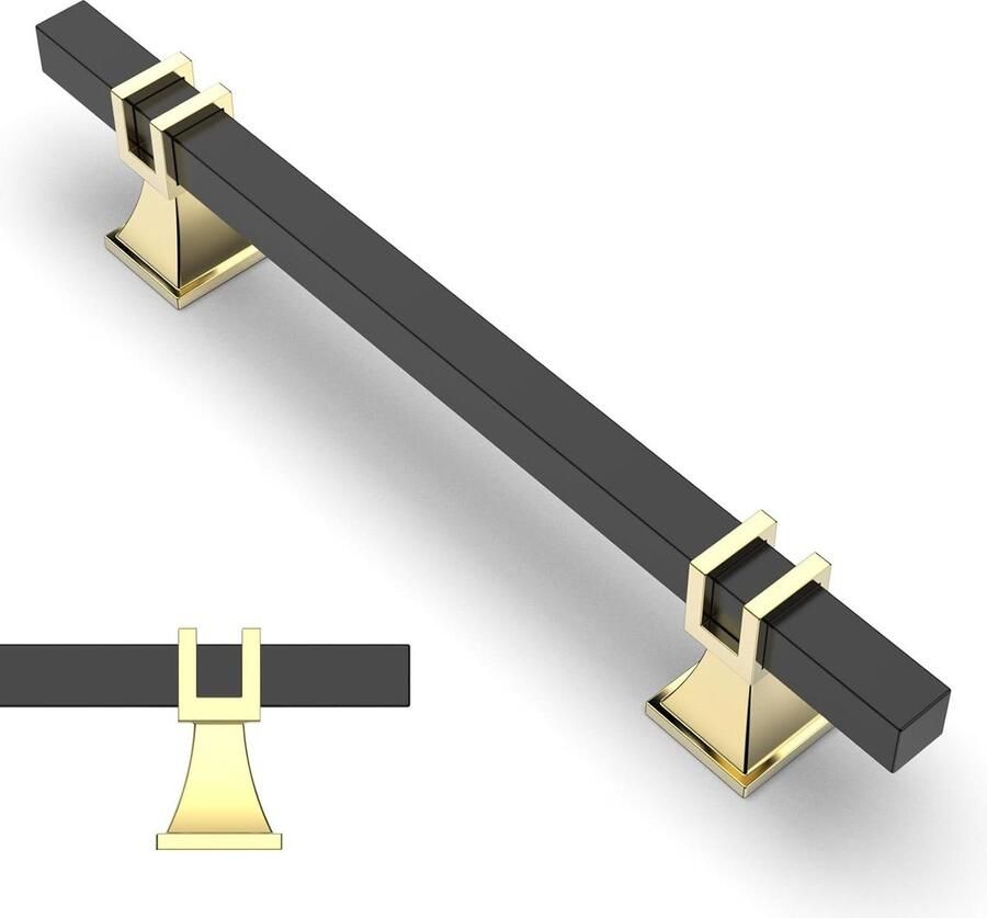 Meubelgrepen zwart goud 128 mm gatafstand keukengrepen ladegrepen handgrepen kastgrepen Amerdeco UK0003 10 stuks cabinet handle black