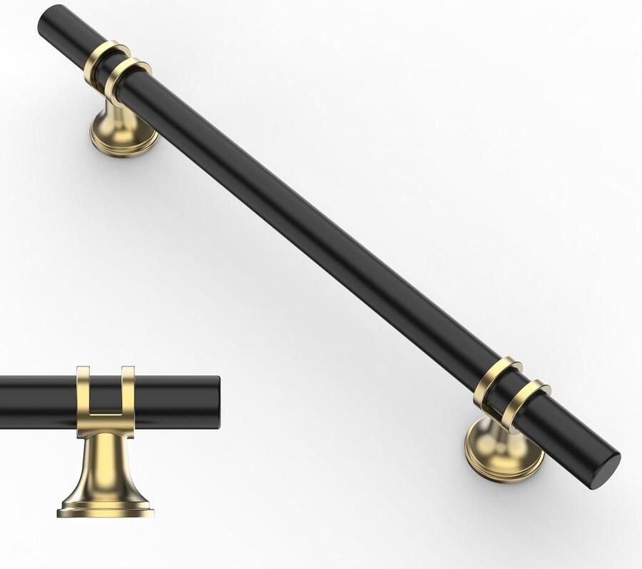 Meubelgrepen zwart-goud 10 stuks kastgrepen keukengrepen gatafstand 160 mm ladegrepen voor keukenkasten kledingkast UK0002
