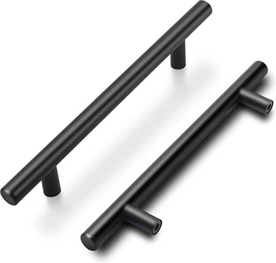 Meubelhandgreep roestvrijstalen buis zwart lengte: 128 mm diameter: 12 mm; voor deuren en laden in keuken of badkamer; 10 stuks