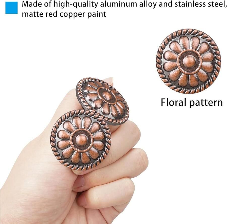 16 Stks Rood Brons Ronde Lade Knoppen 30MM Vintage Kast Knoppen Antieke Ronde，Enkel gat Aluminium profiel Kabinet Knoppen met schroeven
