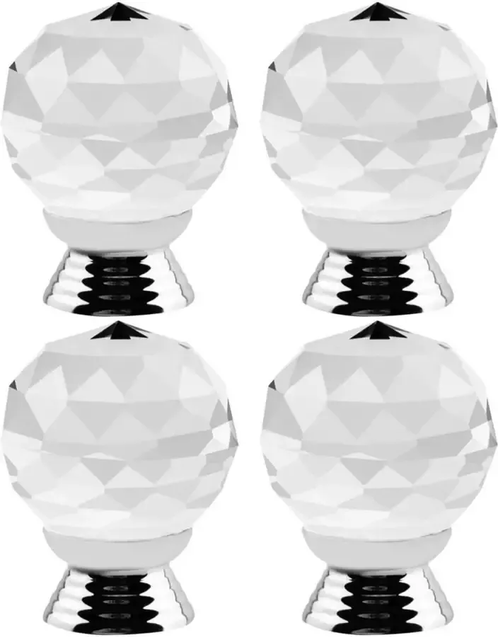 Meubelknop kastknop -deurknop voor kasten en meubels glaslook kristal transparant chique 4 stuks