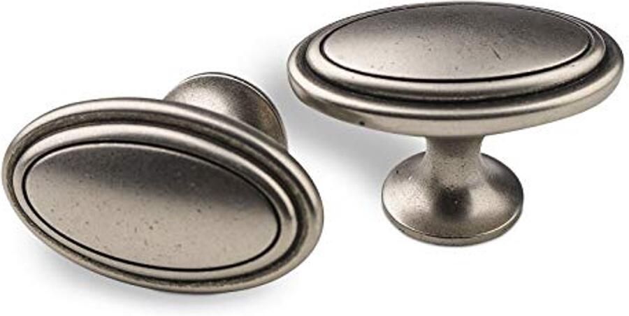 Meubelknop OVAL Oudzilver Zinkkleurig Voor Keuken en Meubels