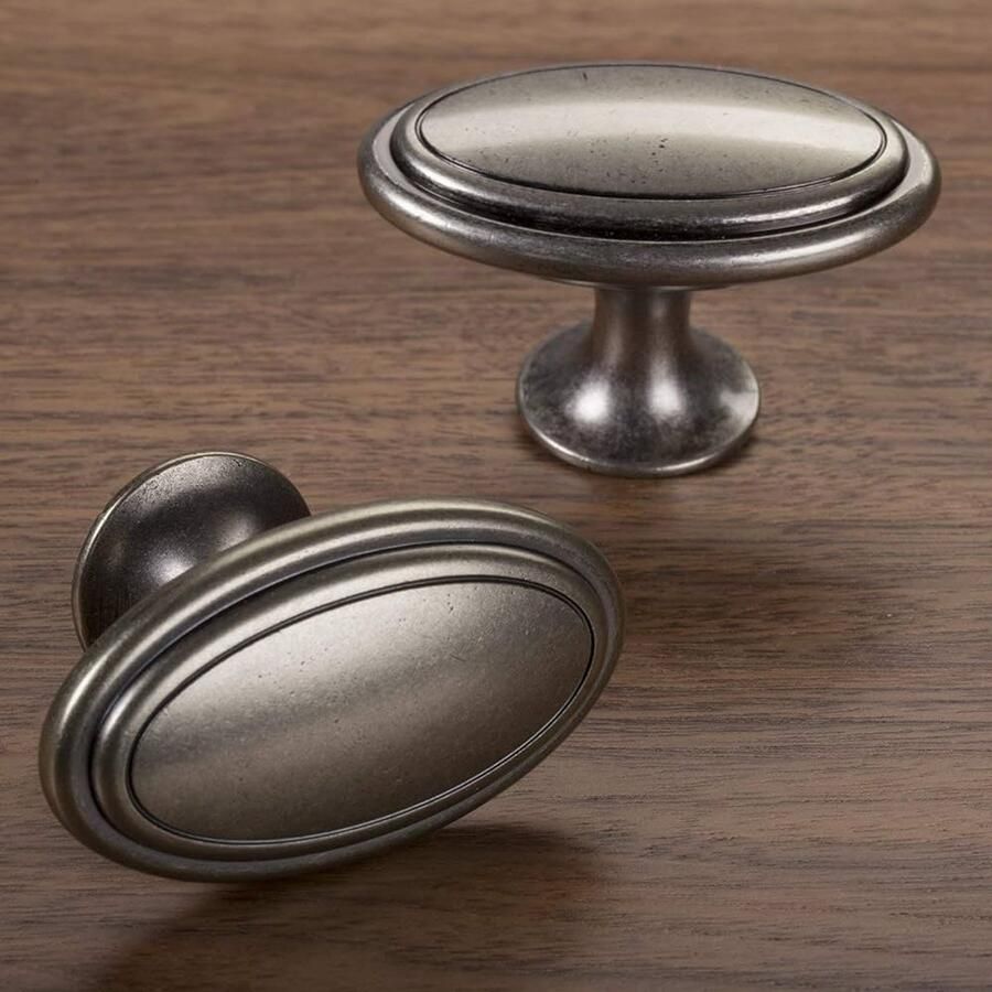 Meubelknop OVAL zinkkleurig metaal