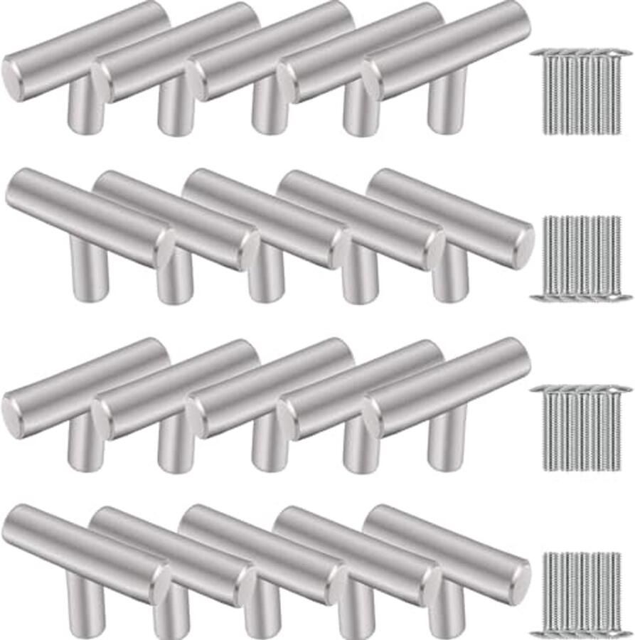 Meubelknoppen 20 stuks Roestvrij Staal T-bar Kastknoppen 50 mm