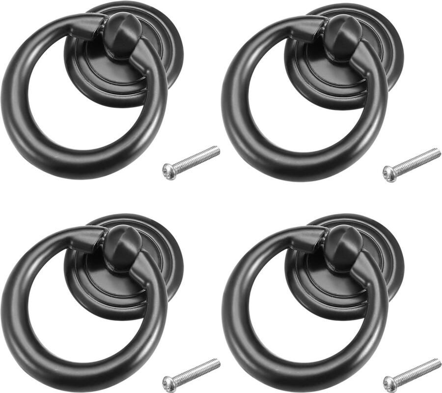 Meubelknoppen 4 Stuks Ronde Vintage Knop Meubelknop Zwarte Trekker Kastknoppen Inclusief Bevestigingsbout Hand Grepen Meubelhandvat Kastknop Geschikt Voor Keukenkastjes Kasten Lades En Meubels