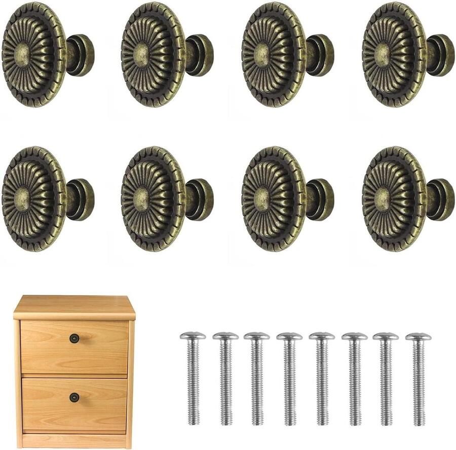 Meubelknoppen 8 stuks Kastknoppen met patroon 26 mm Schroeven inbegrepen Voor kasten kledingkasten commodes Deurknop ladeknop deurgrepen kastknoppen kinderkamer