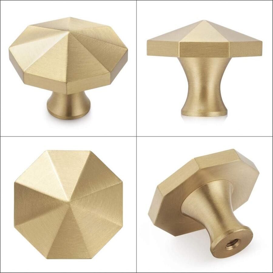 Meubelknoppen Geborsteld Messing Set van 10 Gouden Ladeknoppen