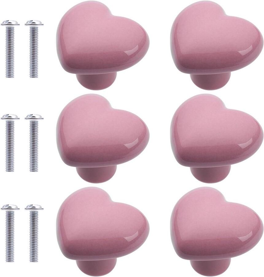 Meubelknoppen hartvorm keramische kast knoppen hartvorm handgrepen kinderkamer keuken roze kastknoppen kinderkamer