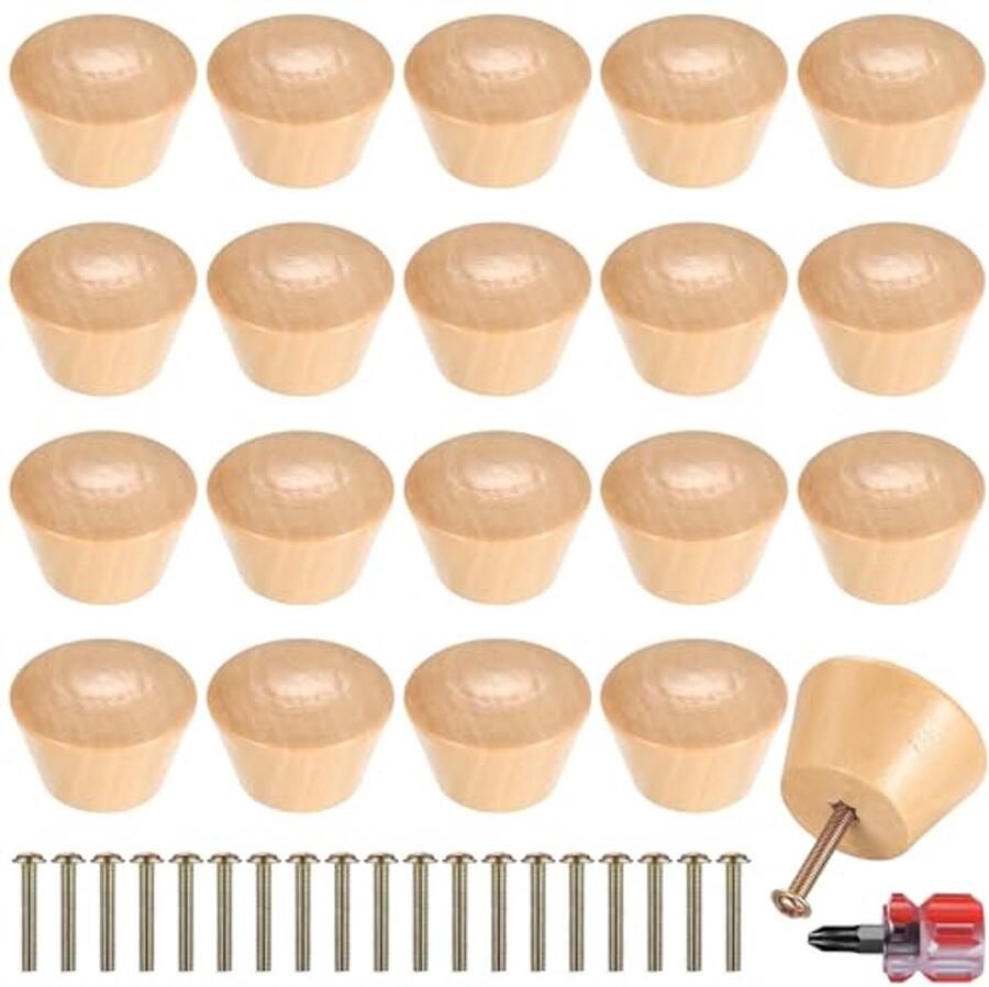 Meubelknoppen hout 20 stuks Kastknoppen voor kasten laden en meubels 38 mm
