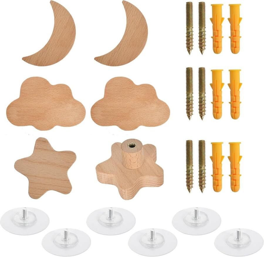 Meubelknoppen in dierenvorm voor kinderen zelfklevende haken multifunctionele wandgemonteerde haken decoratie voor laden en kast ster