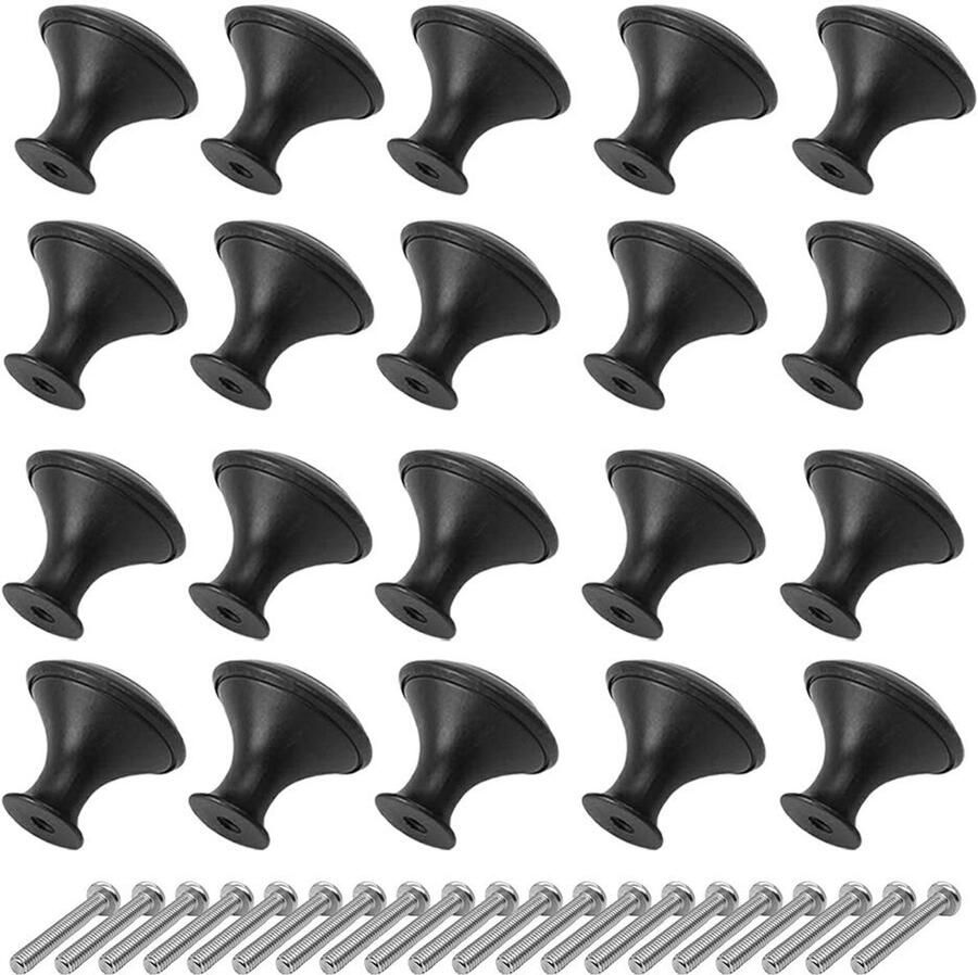 Meubelknoppen Ronde lade grepen 20 stuks Zwart