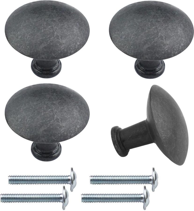 Meubelknoppen set mat antraciet set van 4