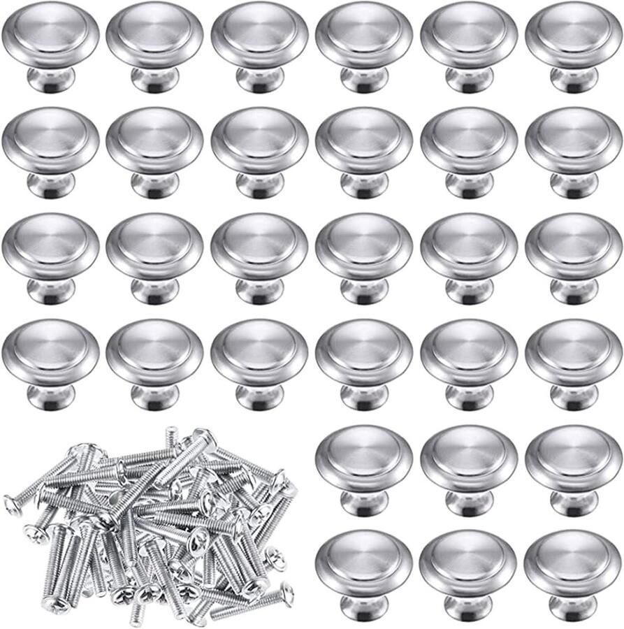 Meubelknoppen van roestvrij staal 30 stuks inclusief schroeven voor keukenkasten en lades Voor keuken en slaapkamer Duurzame ladeknoppen Decoratieve meubelaccessoires