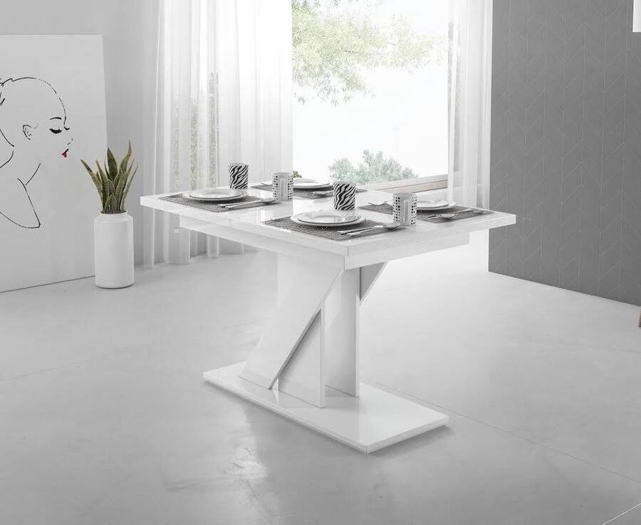 Meubella Eetkamertafel Medusa Hoogglans wit
