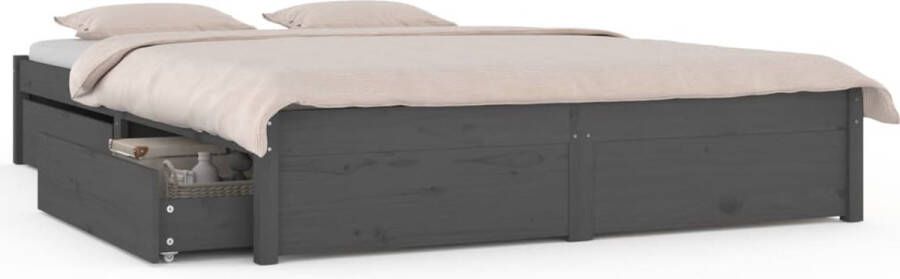 Meubelmania Bedframe met lades grijs 150x200 cm 5FT King Size