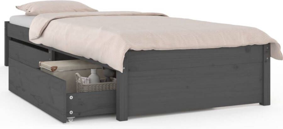 Meubelmania Bedframe met lades grijs 75x190 cm 2FT6 Small Single