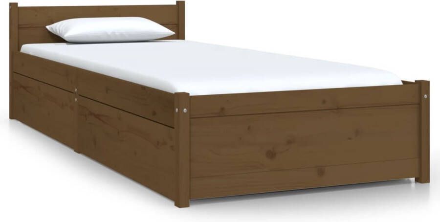 Meubelmania Bedframe met lades honingbruin 75x190 cm 2FT6 Small Single