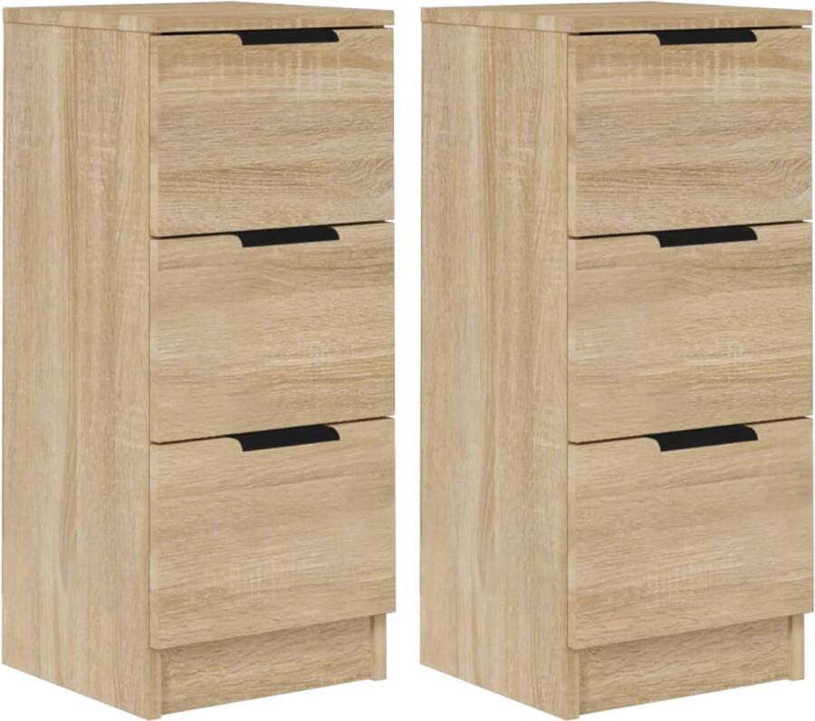 Meubelmania Dressoirs 2 st 30x30x70 cm bewerkt hout sonoma eikenkleurig