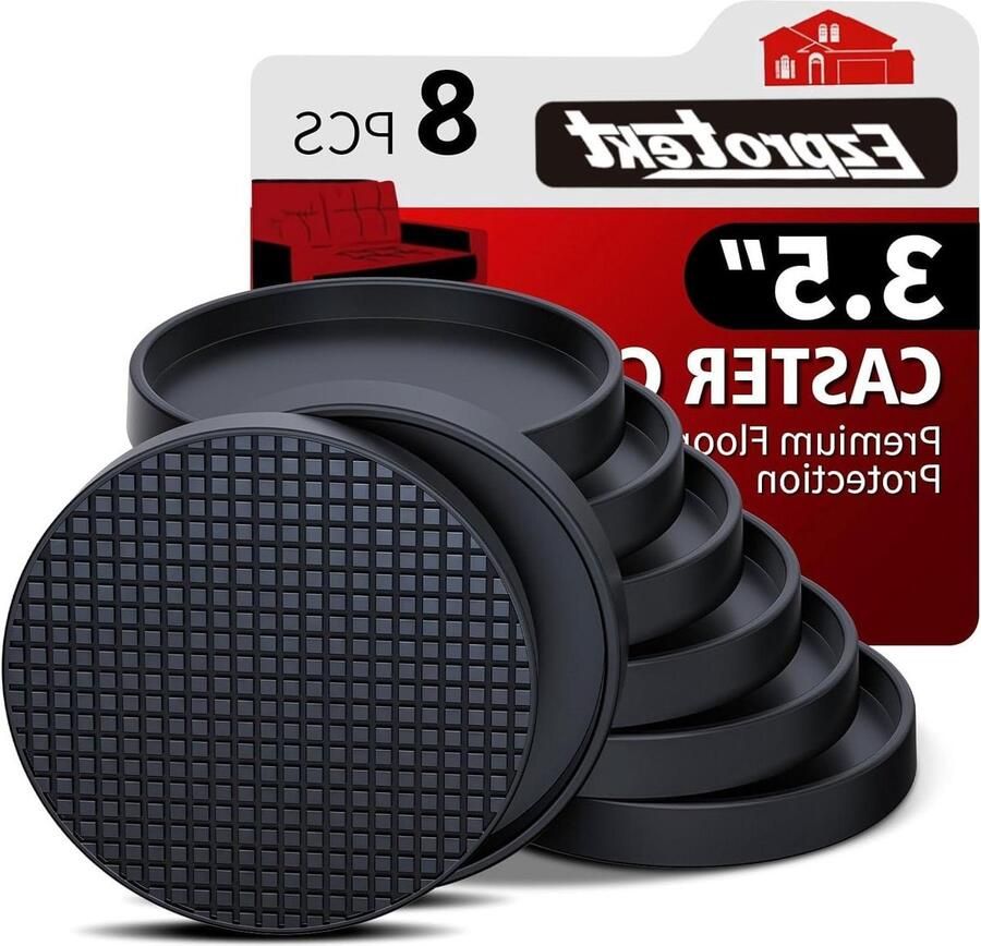 Meubelonderzetters 8 stuks 35 inch Meubelzwenkbekers voor hardhouten vloeren Antislip rubberen meubelvoetpads Grijpers voor bedstoppers Zwart