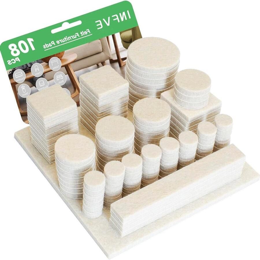 Meubelpads set van 108 Vilten en zelfklevend Harde vloerbeschermers Meubelschuifregelaars Stoelen tafel bed Grijs Vloerbeschermer