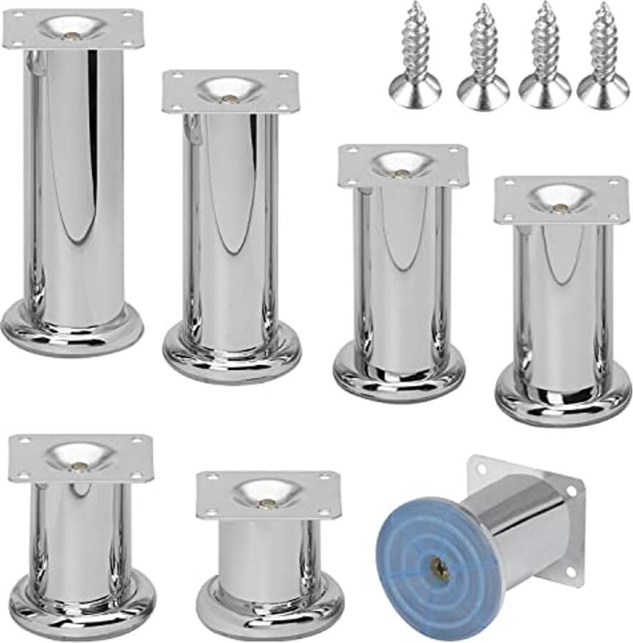Meubelpoten chroom 10 stuks Ø 47 mm 80 mm hoogte Vloerbeschermers en sokkelpoten