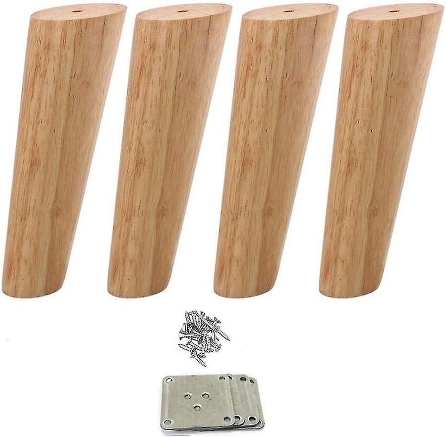 Meubelpoot Hout houten meubelpoten 4 houten meubelpoten 15cm solide taps toelopende houten bankpoten vervangende meubelvoeten kast voeten met montageplaat