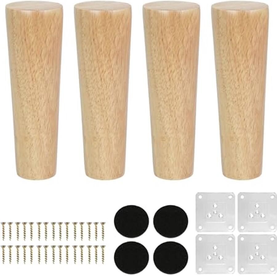 Meubelpoten 15 cm Houten Conische Poten voor Tafel Kast en Bank Set van 4
