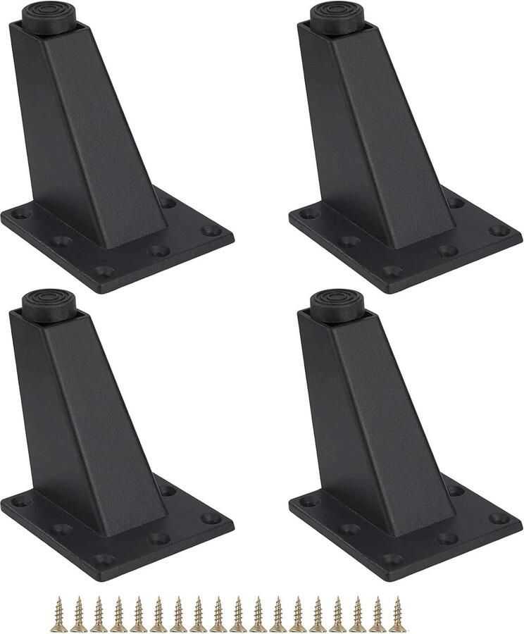 Meubelpoten 4-pack Bankpoten 8 cm Kastpoten Rechthoekige meubelpoten Metalen meubelpoten met schroeven Aluminiumlegering Geschikt voor banken kasten salontafelpoten bedpoten kaptafels tv-tafelpoten Zwart