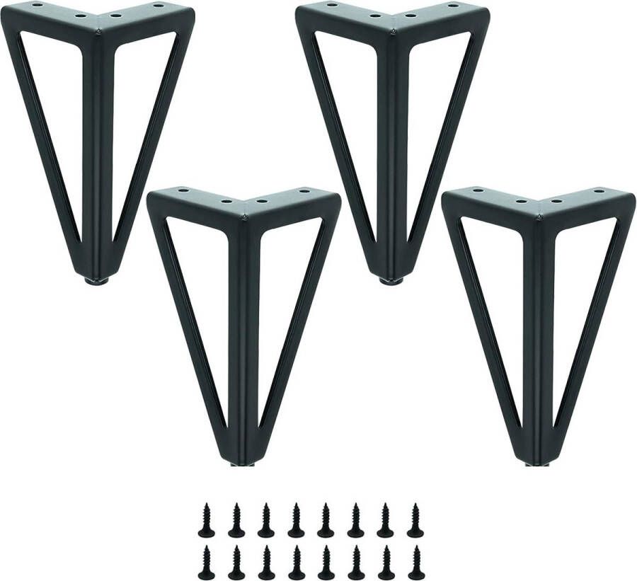 Meubelpoten 4 stuks 15 cm zwart metaal vervangende kastpoten doe-het-zelf meubelpoten geschikt voor salontafel tv-kast bankpoten bed en andere tafelpoten met schroeven (15 cm zwart)