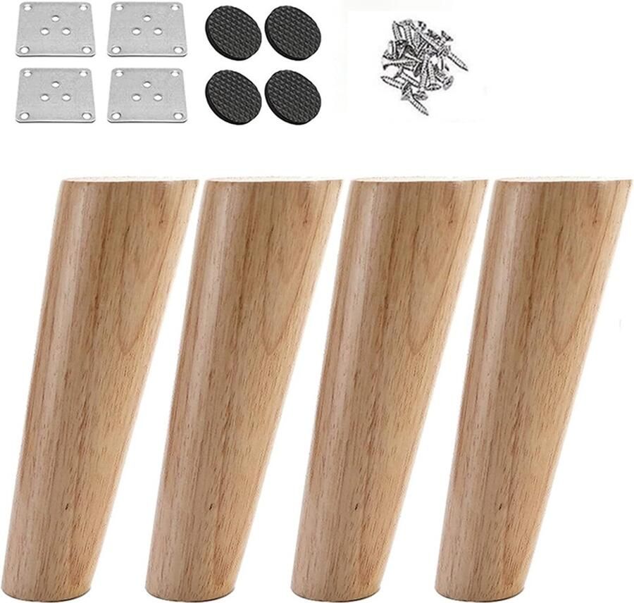 Meubelpoten 4 Stuks Bankpoten Houten Meubeltafelpoten Kastpoten Met montageplaat Tafelpoot Meubelpoot Tafelonderdeel Voor bankpootondersteuning Voor kasten banken dressoirs stoelen voetenbankjes tafels 15cm Houtkleur