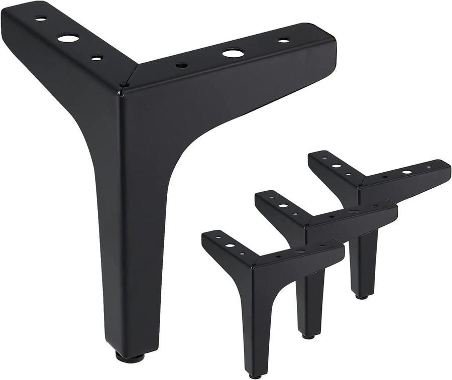 Meubelpoten 4 Stuks Bankpoten Ijzer Kastpoten Tafelpoten Driehoekige Vloer Beschermen Antislip En Slijtvast voor Bank Kast Tafel 10 cm Zwart
