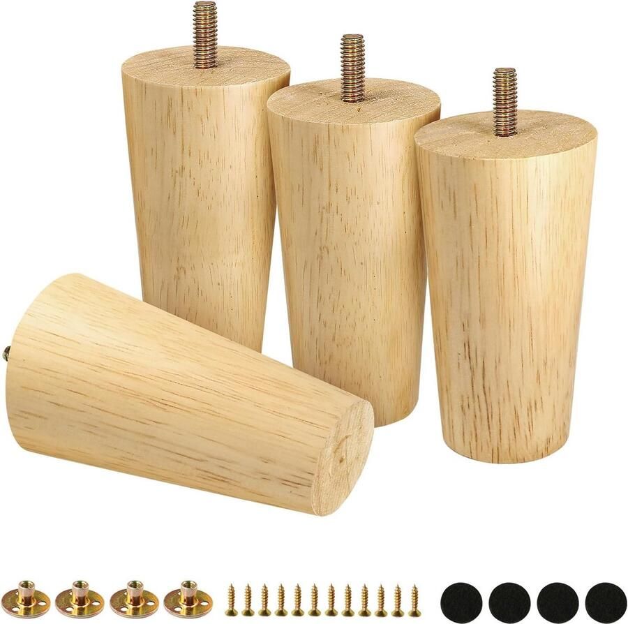 Meubelpoten 4 Stuks Bankpoten Rond Houten Meubeltafelpoten Kastpoten Tafelpoot Meubelpoot Tafelonderdeel Accessoires voor bankpootondersteuning Voor kasten banken dressoirs stoelen voetenbankjes tafels 10cm Houtkleur
