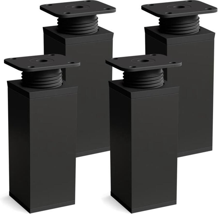 Meubelpoten Mat Zwart Aluminium en Kunststof Set van 4