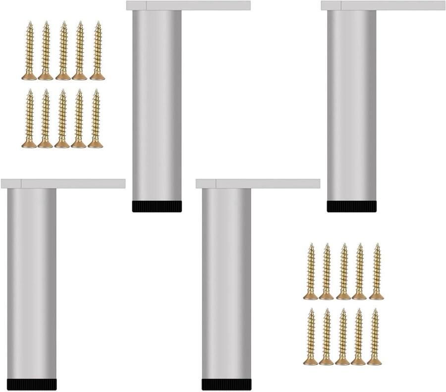 Meubelpoten Reservepoten voor meubels 4 stuks Zilverkleurig Metaal In hoogte verstelbaar