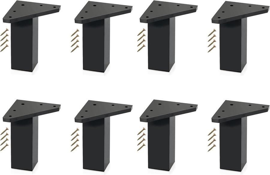 Meubelpoten set 4 poten geschikt voor meubels zwart ABS-hars 10 cm