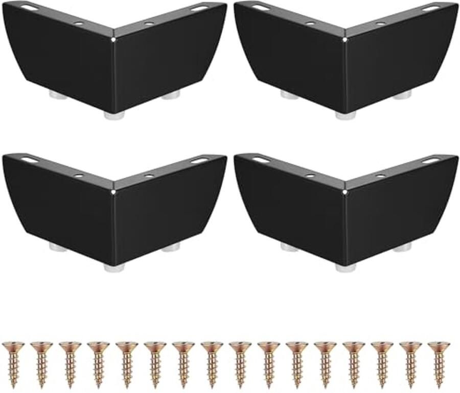Meubelpoten set van 4 Zwarte metalen vervangende poten 55mm voor meubels