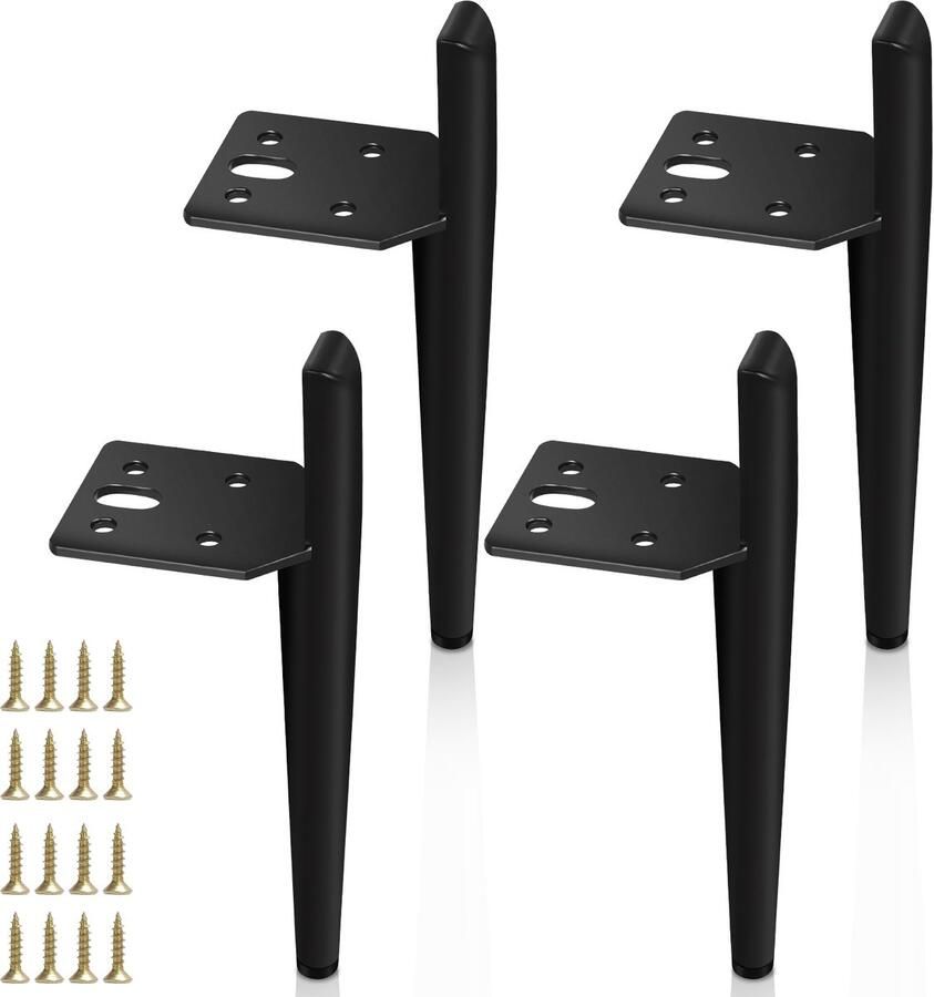 Meubelpoten Tafelpoot Verstelbaar 130mm set van 12 Metaal Zwart