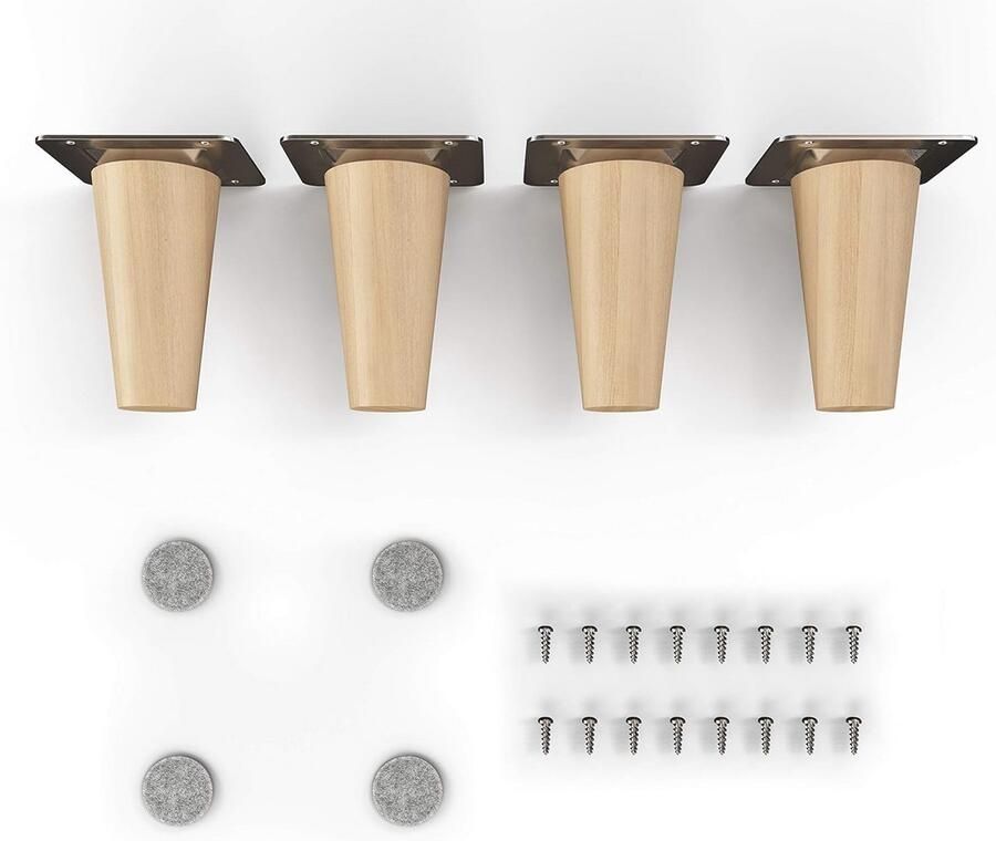 Meubelpoten van geolied beukenhout 8 cm hoog rond ontwerp voor ladekasten en meubels