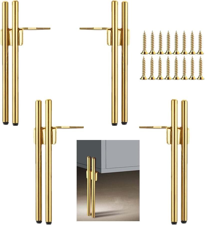 Meubelpoten van verguld metaal modern en elegant 4 stuks