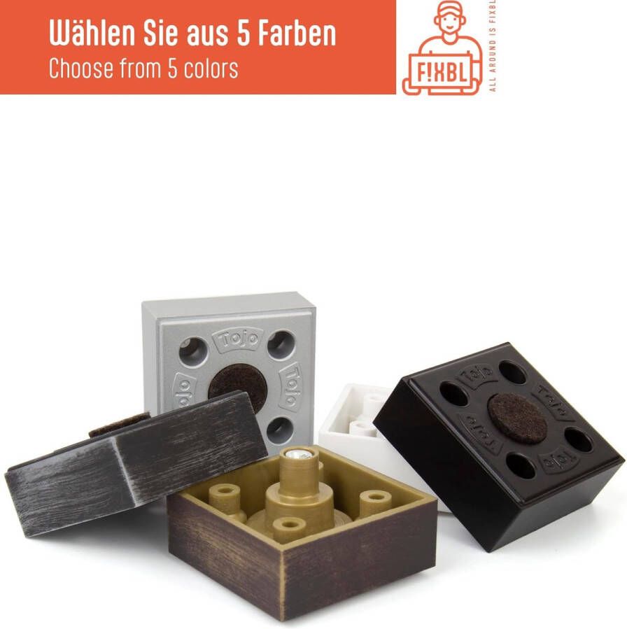 Meubelpoten verstelbaar 5 cm hoog met viltglijders model Cuba meubelpoten grijs vierkant set van 4