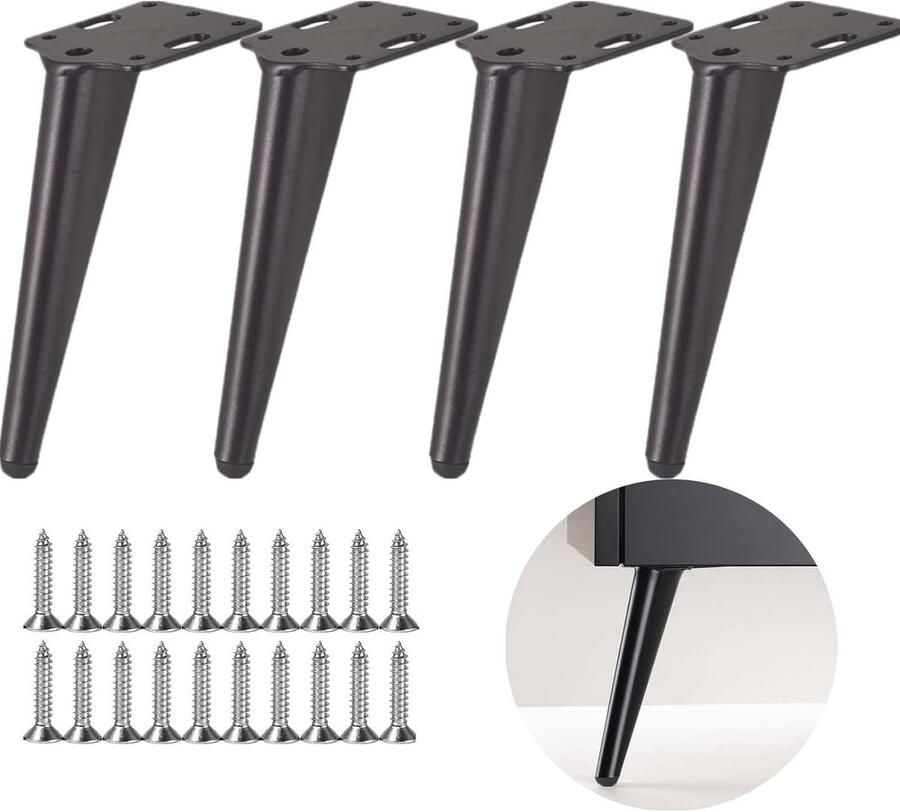 Meubelpoten Zwart Metalen Voeten voor Meubels 4 Stuks 15 cm