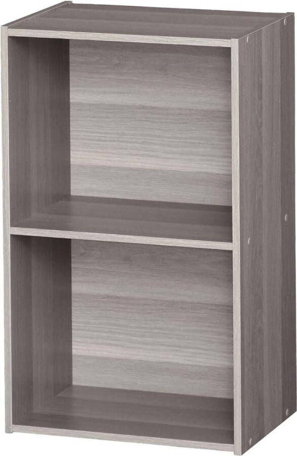 Kast 2 kantoorplanken boekenkast stabiel grote capaciteit multifunctioneel massief slaapkamer woonkamer Office Basic Rack CX-2FN grijze eik