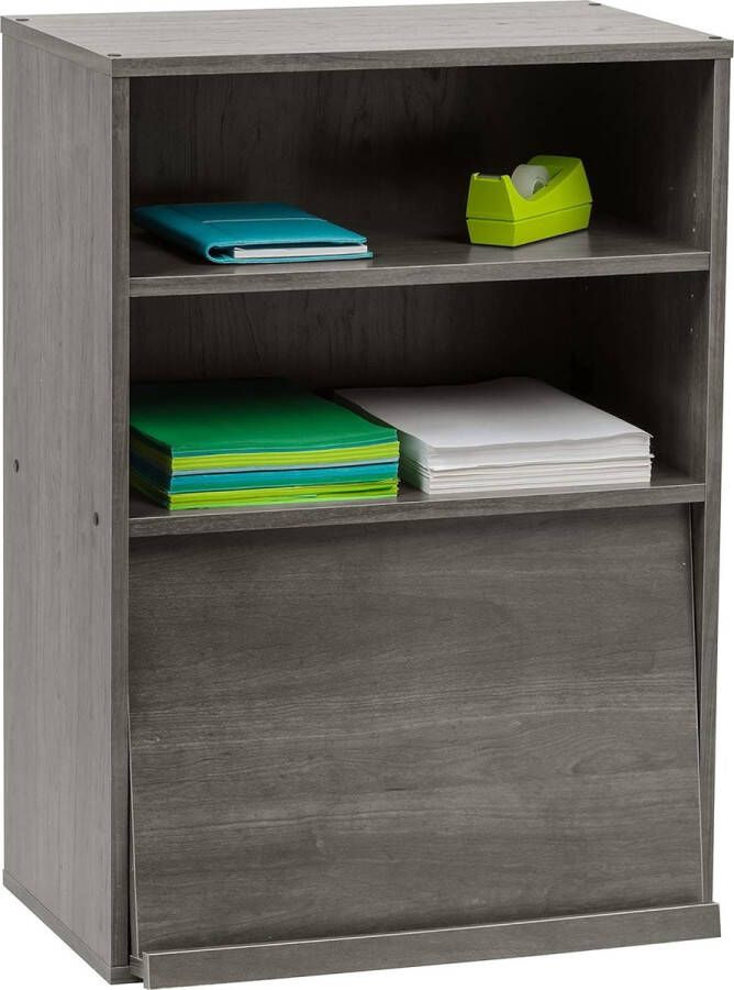 Meubels met deuren opbergplank 2 modulaire compartimenten elke 3 2 cm design modern multifunctioneel kantoor slaapkamer woonkamer Flap Rack CHR-1 Eiken Grijs