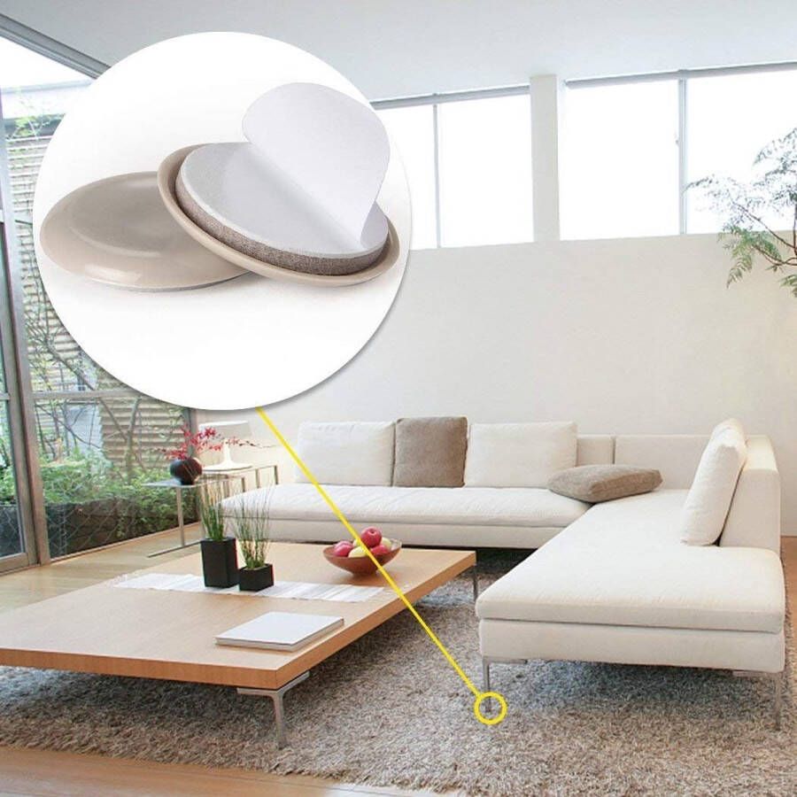 Meubelschuifregelaars voor tapijtschuifregelaars 2-1 8 inch voor het verplaatsen van meubelverhuizers tapijtglijders zelfklevende meubel-bewegende pads (54 mm rond 16 stuks)