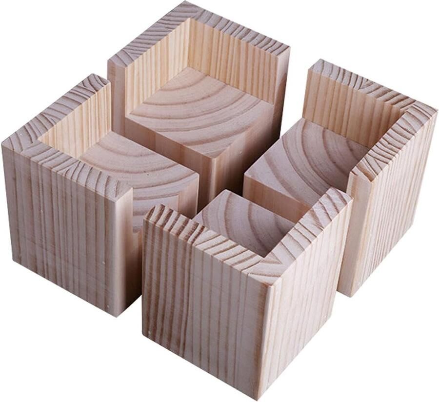 Meubelverhogers 4 stuks Houten meubelverhogers kantoorbedverhoger Meubelhefvoeten Voeten omhoog voor bed Bureautafel 6*6 cm hout Verhoog de hoogte met 5 cm meubelpoten