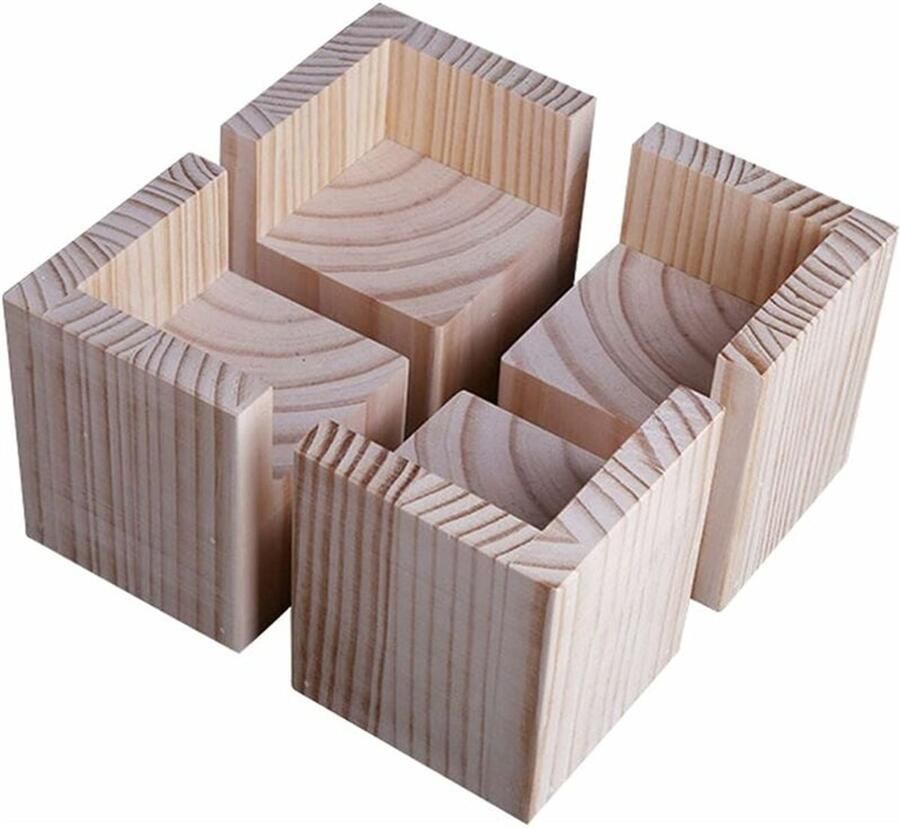 Meubelverhogers 4 stuks Houten verhoogers voor bed en bureautafel Verhoog de hoogte met 5 cm Hout 5x5 cm meubelpoten 1 set