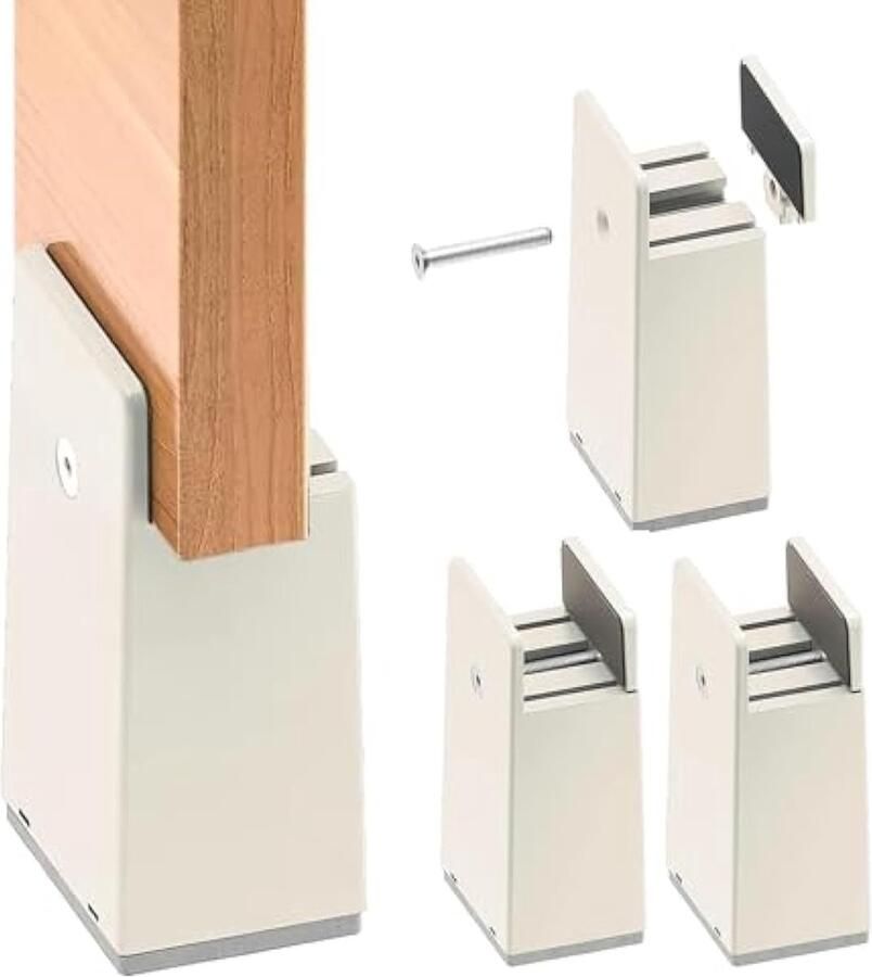 Meubelverhoging 4 stuks 10 cm verstelbare tafelverhoging met schroefklem stoelverhoging meubelverhoging tafelverhoger bedverhoging voor 10-37 mm breedte vierkante